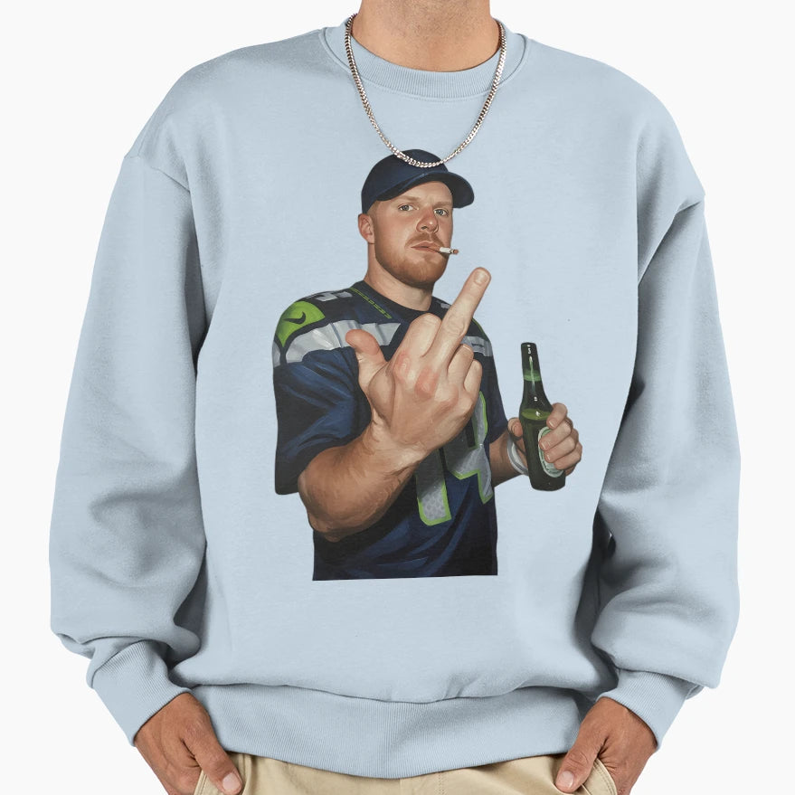 Meme Sam Darnold Middle Finge Black 90S Sweatshirt - Novelty Apparel Unisex - T-Shirt, Sweatshirt, Hoodie
