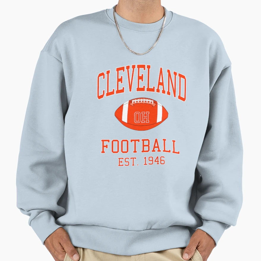 Cleveland Football Sweatshirt - Minimalist Print Men Women - T-Shirt, Sweatshirt, Hoodie
