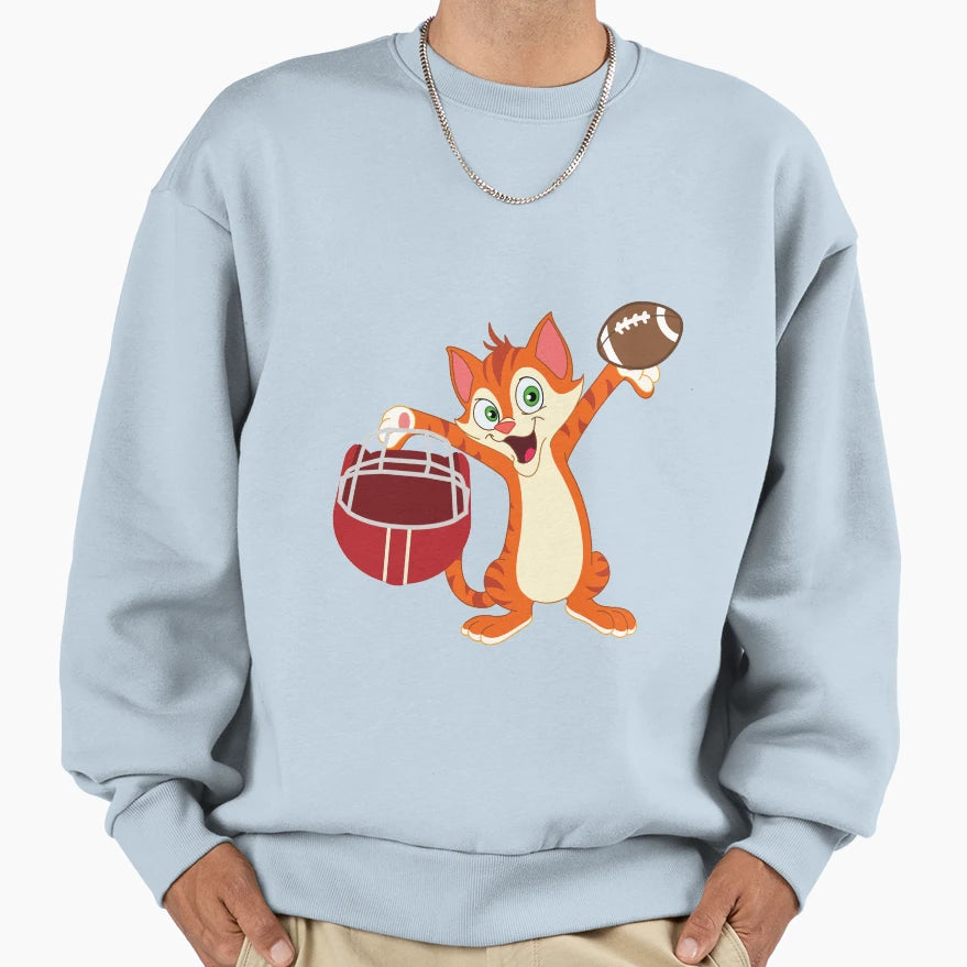 Football Cat Sweatshirt - Unique Graphic Unisex - T-Shirt, Sweatshirt, Hoodie
