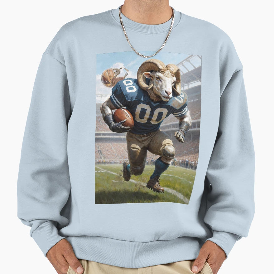 Old School Gridiron Ram Mascot Sweatshirt - Aesthetic Graphic Men Women - T-Shirt, Sweatshirt, Hoodie