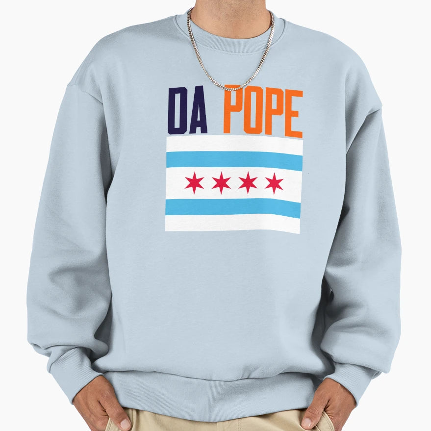 Da Pope Chicago Flag Sweatshirt - Fun Novelty Design Men Women - T-Shirt, Sweatshirt, Hoodie