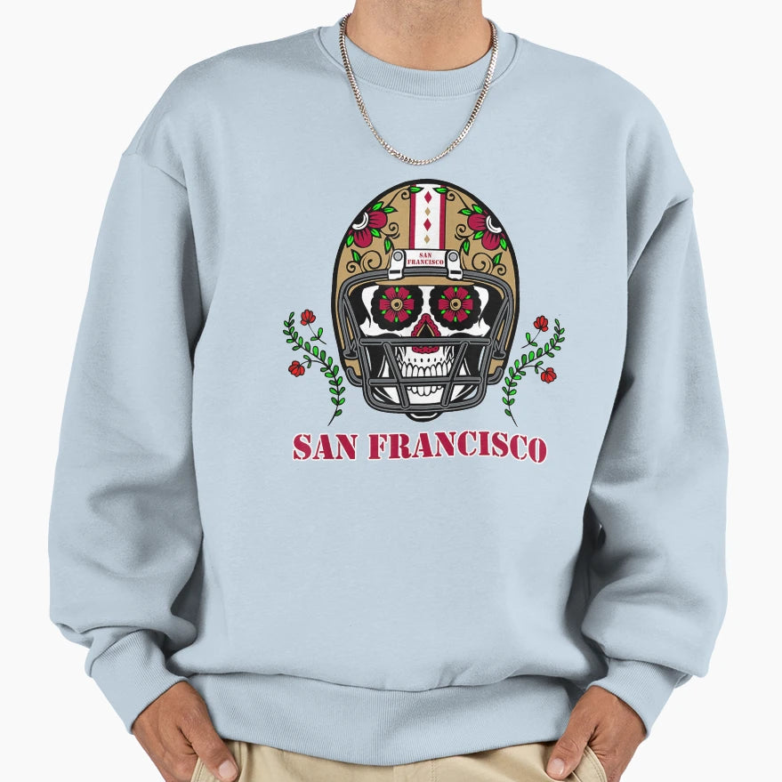 San Francisco Football Helmet Sweatshirt - Novelty Apparel for Adults - T-Shirt, Sweatshirt, Hoodie