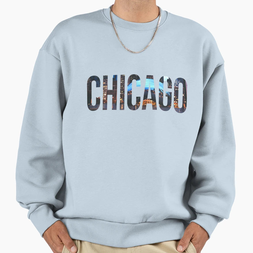 Chicago Sweatshirt - Custom Art Print Men Women - T-Shirt, Sweatshirt, Hoodie
