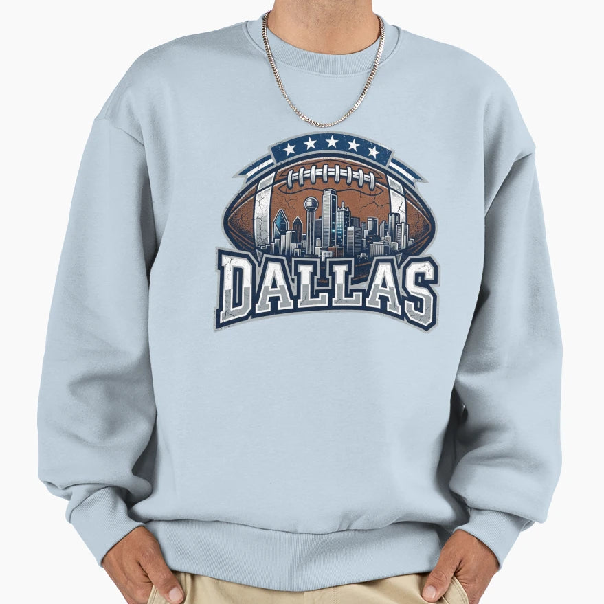 Dallas Skyline Football Patch Sweatshirt - Streetwear Style Men Women - T-Shirt, Sweatshirt, Hoodie