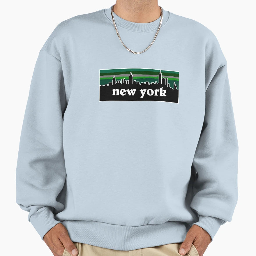 New York J Cityscape Football Sweatshirt - Graphic Print for Adults - T-Shirt, Sweatshirt, Hoodie