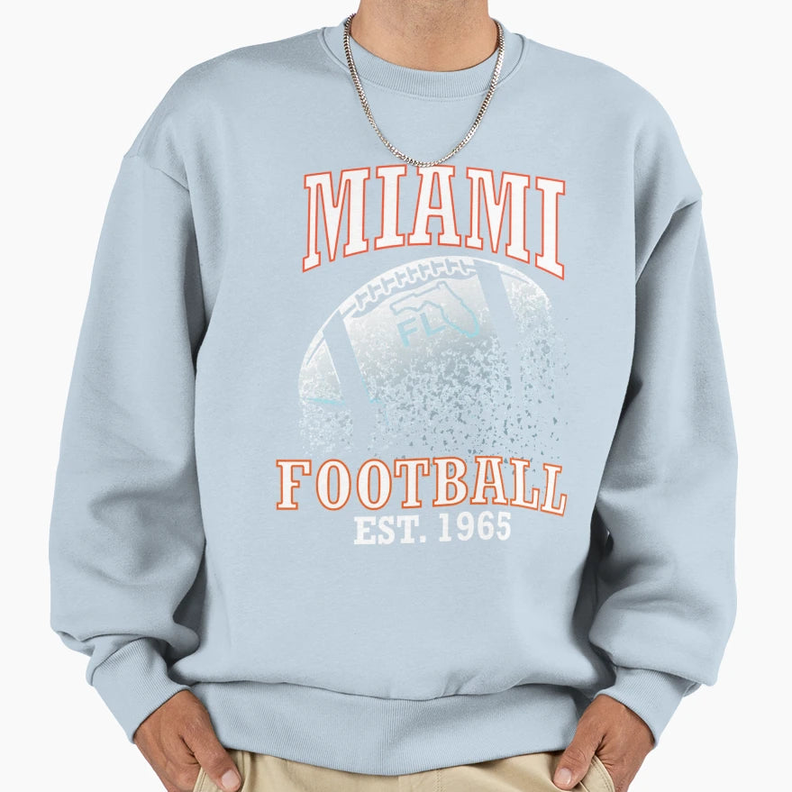 Miami Football Tri Blend Sweatshirt - Graphic Print Men Women - T-Shirt, Sweatshirt, Hoodie