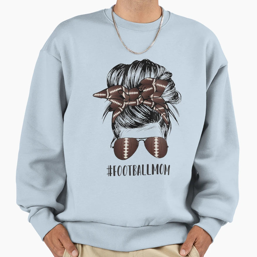 Messy Bun Football Mom Funny L I F E Sweatshirt - Unique Graphic Men Women - T-Shirt, Sweatshirt, Hoodie