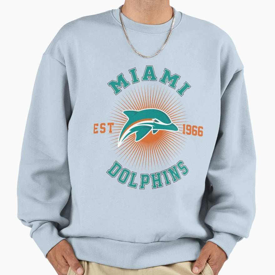 Art Miami Dolphins Sweatshirt - Fun Novelty Design for Adults - T-Shirt, Sweatshirt, Hoodie