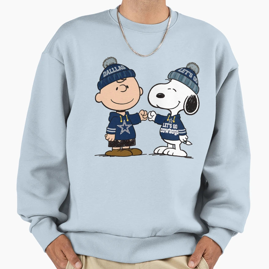 Charlie Brown And Snoopy Nfl Dallas Sweatshirt - Novelty Apparel Unisex - T-Shirt, Sweatshirt, Hoodie