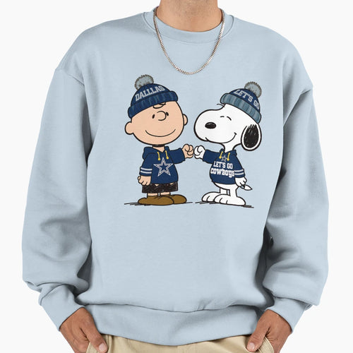Charlie Brown And Snoopy Nfl Dallas Sweatshirt - Novelty Apparel Unisex - T-Shirt, Sweatshirt, Hoodie