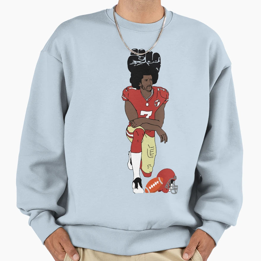 Colin Kaepernick Kneeling Sweatshirt - Minimalist Print Men Women - T-Shirt, Sweatshirt, Hoodie