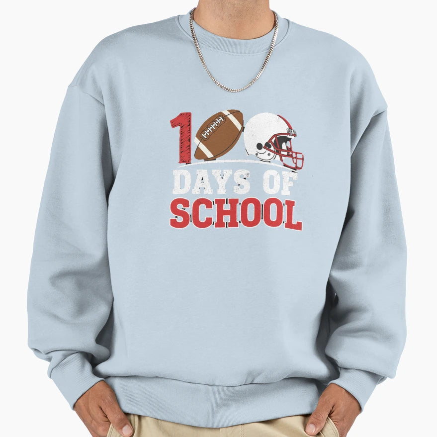 100 Days School Football Fun Gift T-Shirt - Custom Art Print Unisex - T-Shirt, Sweatshirt, Hoodie
