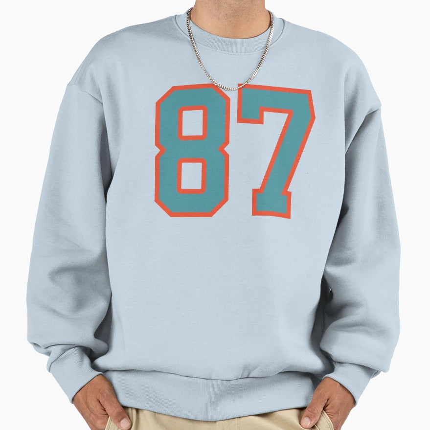 87 Number Aqua Orange Lucky Sports Sweatshirt - Trendy Graphic for Adults - T-Shirt, Sweatshirt, Hoodie