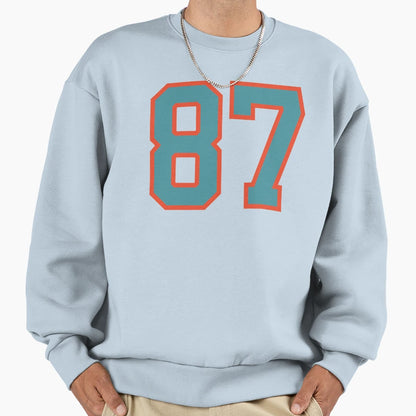 87 Number Aqua Orange Lucky Sports Sweatshirt - Trendy Graphic for Adults - T-Shirt, Sweatshirt, Hoodie