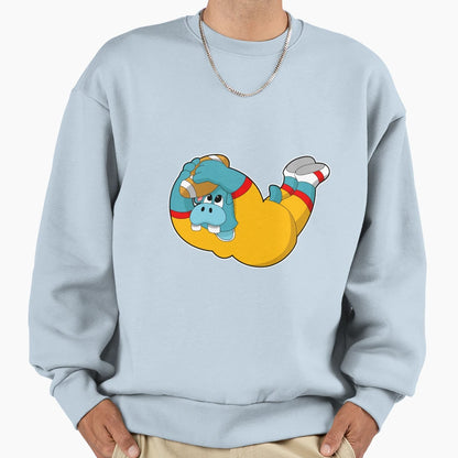 Hippo Football Sports Sweatshirt - Minimalist Print for Adults - T-Shirt, Sweatshirt, Hoodie