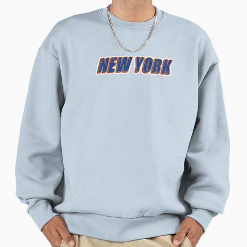 New York Text Blue Orange Sweatshirt - Novelty Apparel Unisex - T-Shirt, Sweatshirt, Hoodie