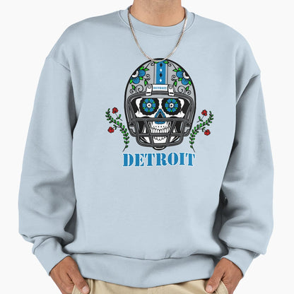 Detroit Football Helmet Sugar Sweatshirt - Casual Everyday Wear Men Women - T-Shirt, Sweatshirt, Hoodie