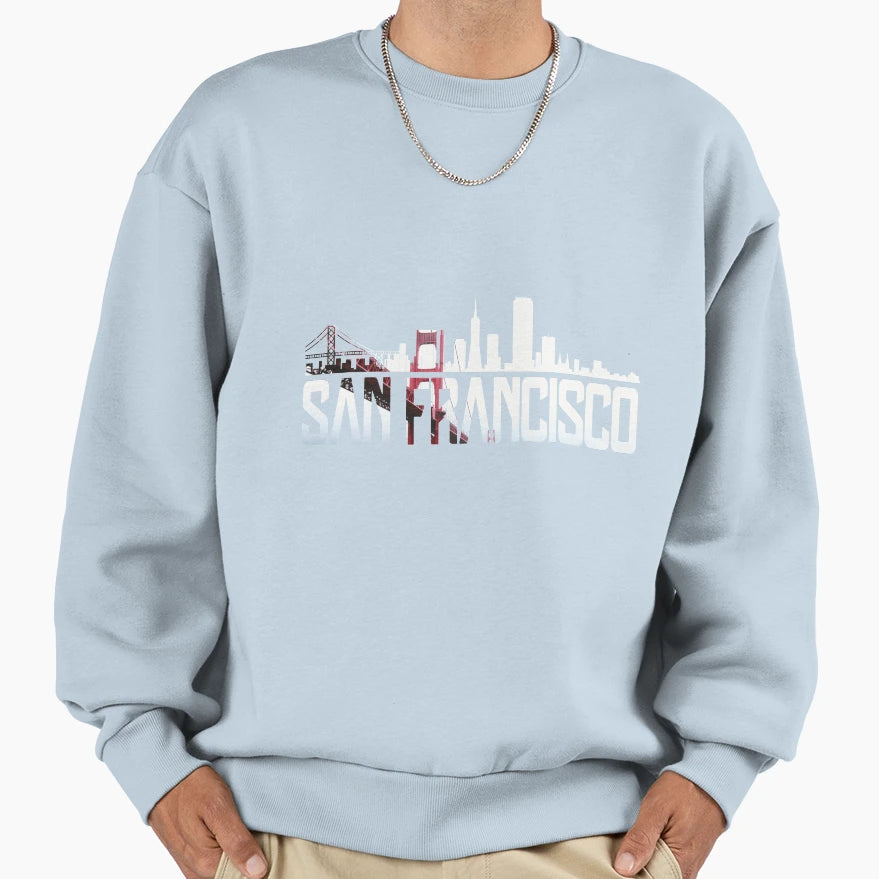 San Francisco Skyline Golden Gate Sweatshirt - Aesthetic Graphic Men Women - T-Shirt, Sweatshirt, Hoodie