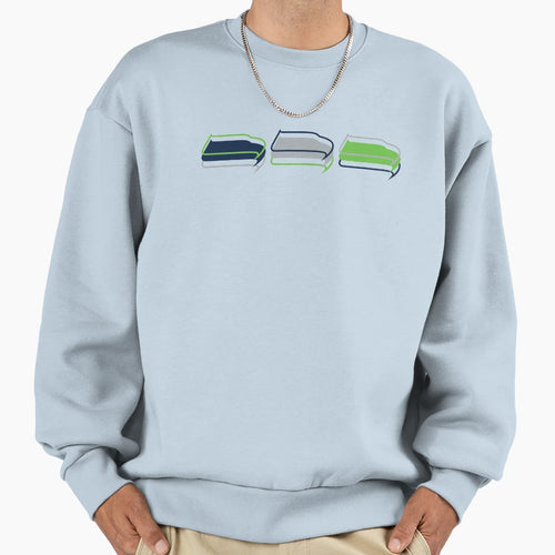Seattle Seahawks Pattern White Sweatshirt - Streetwear Style for Adults - T-Shirt, Sweatshirt, Hoodie