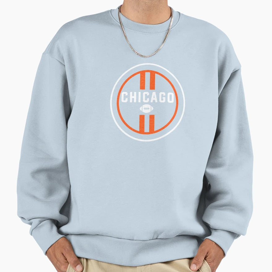 Minimalist Chicago Football Badge Sweatshirt - Novelty Apparel Men Women - T-Shirt, Sweatshirt, Hoodie