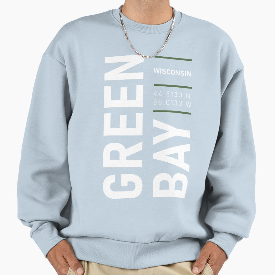 Green Bay Coordinates White Sweatshirt - Streetwear Style Unisex - T-Shirt, Sweatshirt, Hoodie