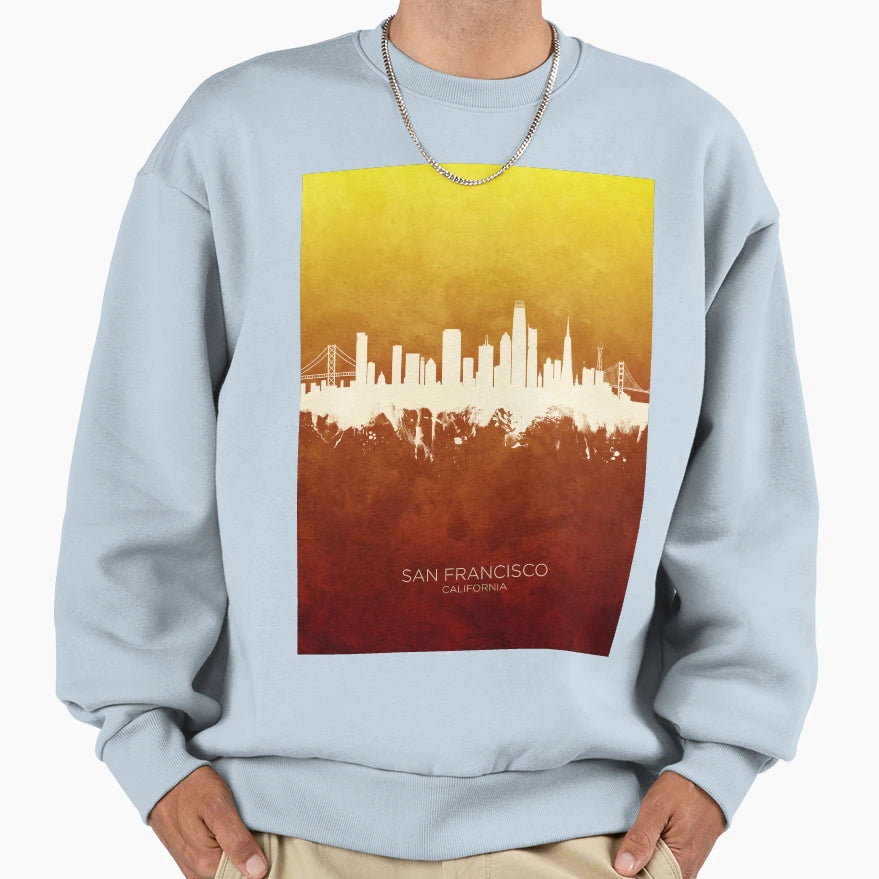 San Francisco California Skyline Sweatshirt - Custom Art Print Men Women - T-Shirt, Sweatshirt, Hoodie