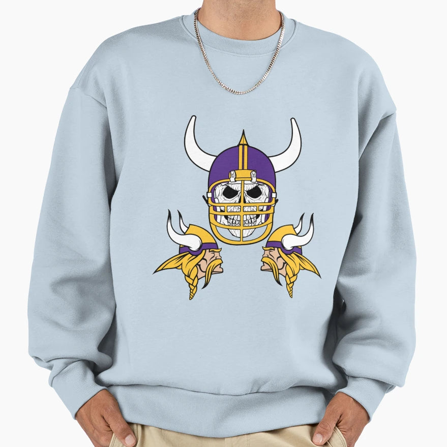Vikings Skull Sweatshirt - Aesthetic Graphic for Adults - T-Shirt, Sweatshirt, Hoodie