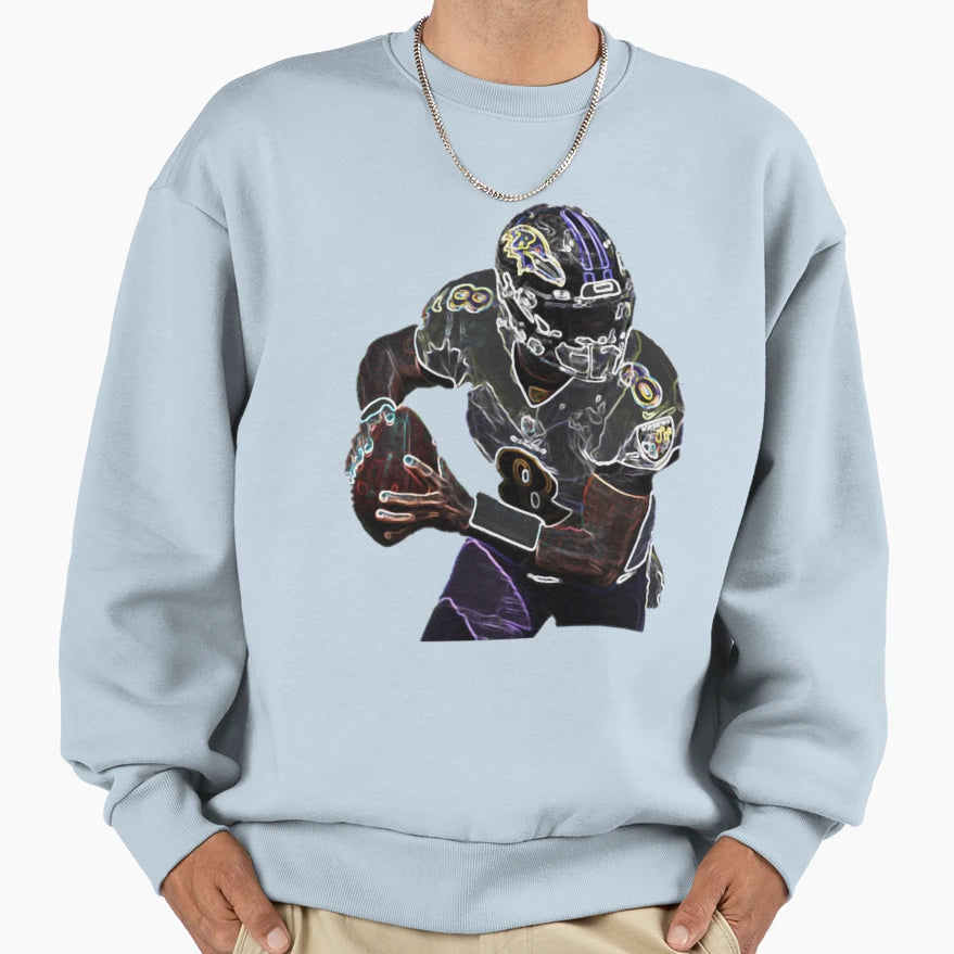 Lamar Jackons Raven Fan Art Sweatshirt - Fun Novelty Design Unisex - T-Shirt, Sweatshirt, Hoodie