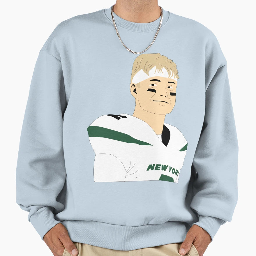 Football Smiling Zach Wilson Best Sweatshirt - Custom Art Print for Adults - T-Shirt, Sweatshirt, Hoodie