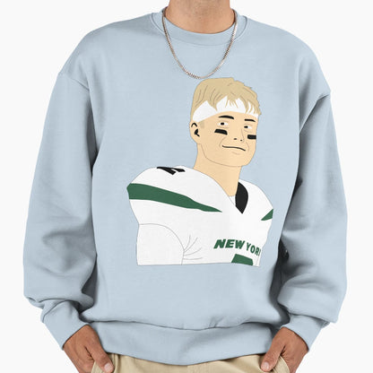 Football Smiling Zach Wilson Best Sweatshirt - Custom Art Print for Adults - T-Shirt, Sweatshirt, Hoodie