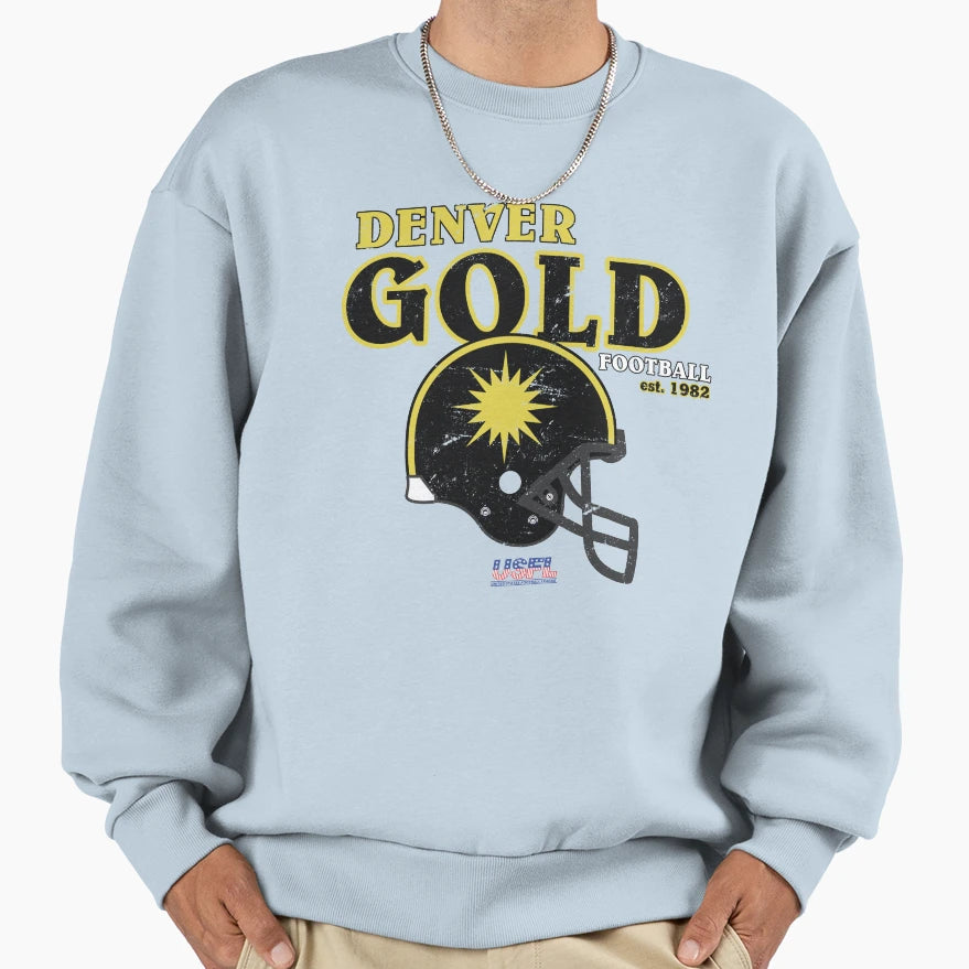 Distressed Denver Gold Helmet Sweatshirt - Casual Everyday Wear Unisex - T-Shirt, Sweatshirt, Hoodie
