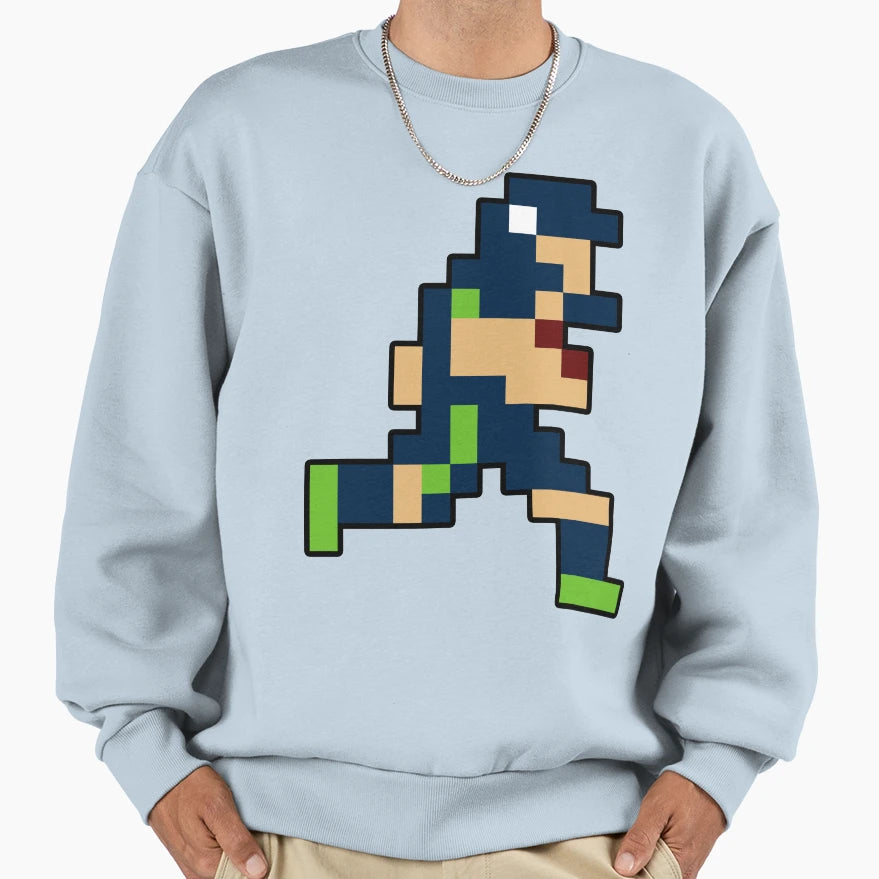 8 Bit Seattle Pixel Football Player Sweatshirt - Custom Art Print Men Women - T-Shirt, Sweatshirt, Hoodie
