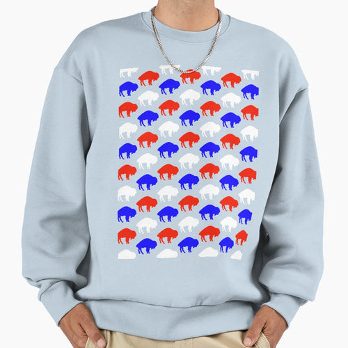 Standing Buffalo Pattern Sweatshirt - Minimalist Print Men Women - T-Shirt, Sweatshirt, Hoodie