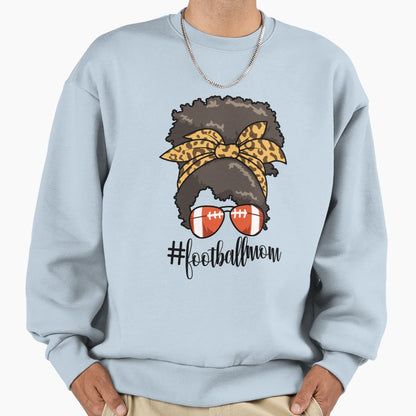 Footballmom Messy Bun Mom Womens Sweatshirt - Custom Art Print for Adults - T-Shirt, Sweatshirt, Hoodie
