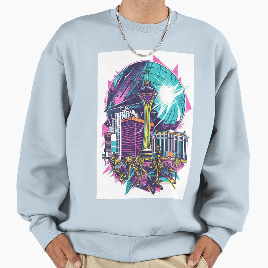 City Night 80S Palms Vibe Sweatshirt - Aesthetic Graphic for Adults - T-Shirt, Sweatshirt, Hoodie