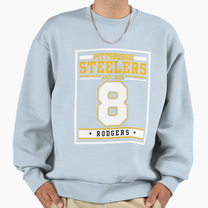 Pittsburgh Rodgers 8 Football Sweatshirt - Novelty Apparel for Adults - T-Shirt, Sweatshirt, Hoodie