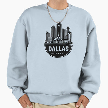 Dallas City Skyline Black Sweatshirt - Streetwear Style Men Women - T-Shirt, Sweatshirt, Hoodie