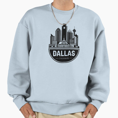 Dallas City Skyline Black Sweatshirt - Streetwear Style Men Women - T-Shirt, Sweatshirt, Hoodie
