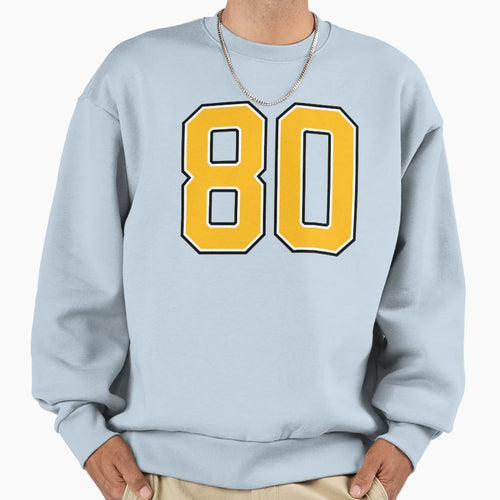 Yellow Number 80 Lucky Sports Jersey Sweatshirt - Trendy Graphic Unisex - T-Shirt, Sweatshirt, Hoodie