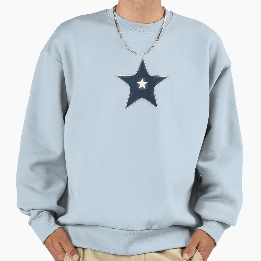 Blue Star Smaller White Star Sweatshirt - Unique Graphic for Adults - T-Shirt, Sweatshirt, Hoodie