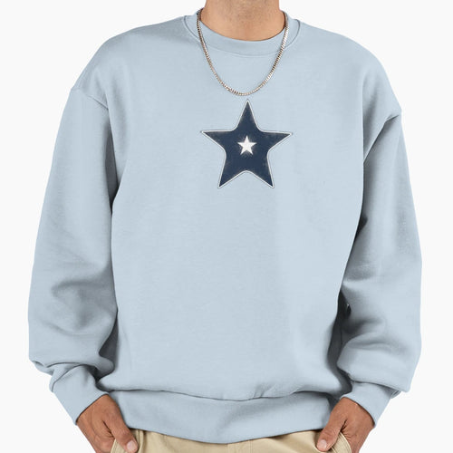 Blue Star Smaller White Star Sweatshirt - Unique Graphic for Adults - T-Shirt, Sweatshirt, Hoodie