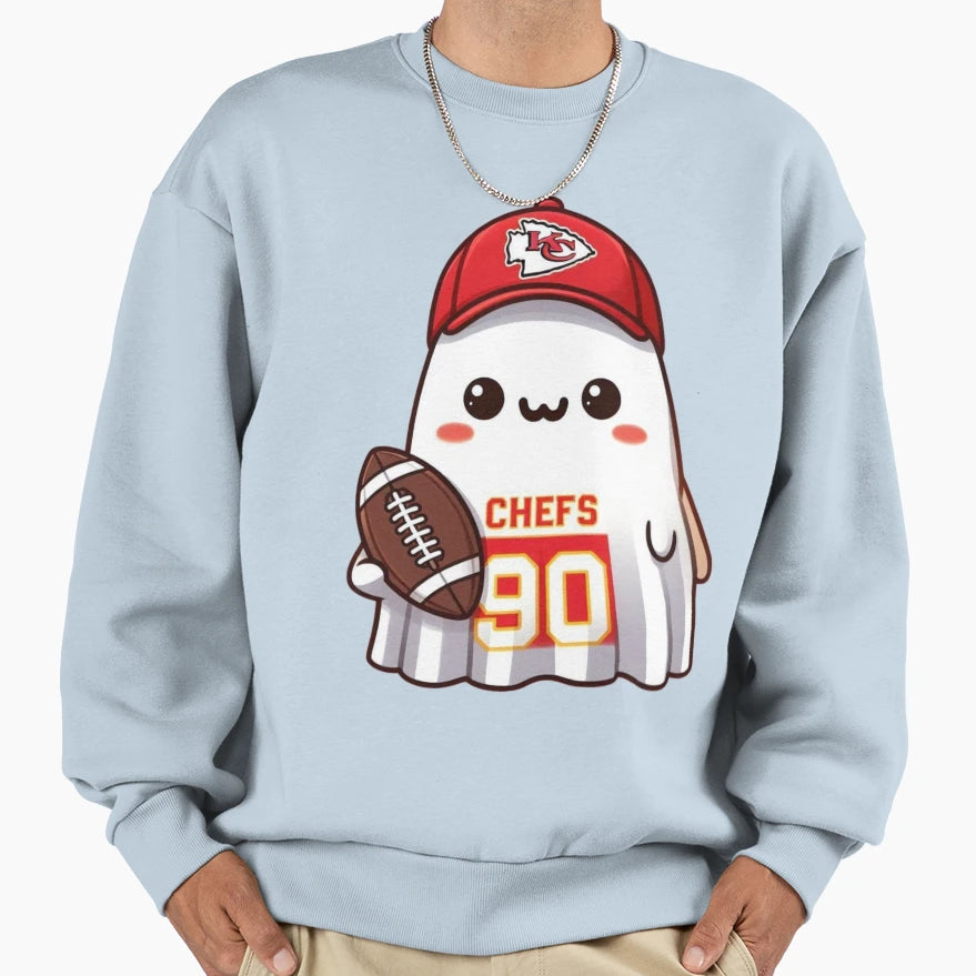 Kc Chief Halloween Ghost Sweatshirt - Graphic Print for Adults - T-Shirt, Sweatshirt, Hoodie