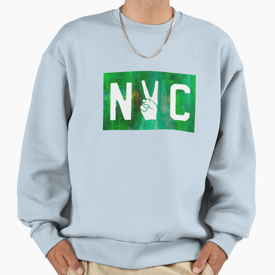 Abstract Green Nyc Peace Sign Sweatshirt - Aesthetic Graphic Unisex - T-Shirt, Sweatshirt, Hoodie