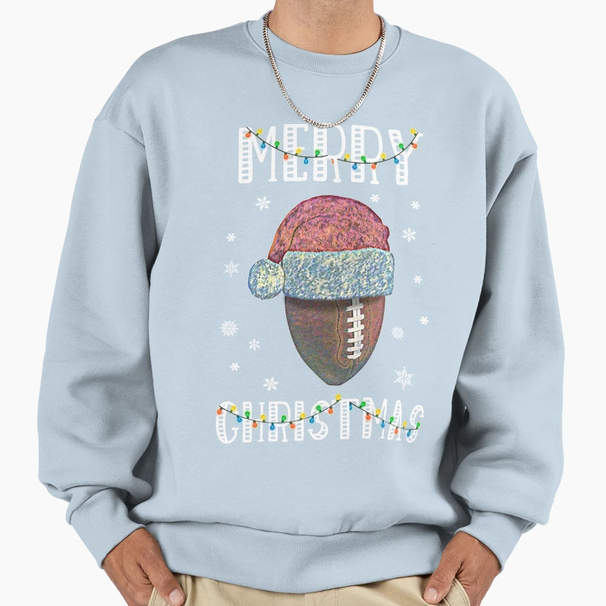 Santa Rugby Merry Sweatshirt - Novelty Apparel for Adults - T-Shirt, Sweatshirt, Hoodie