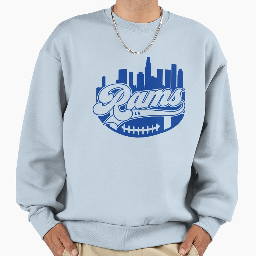 Rams Rams Football Rams Skyline Sweatshirt - Novelty Apparel for Adults - T-Shirt, Sweatshirt, Hoodie