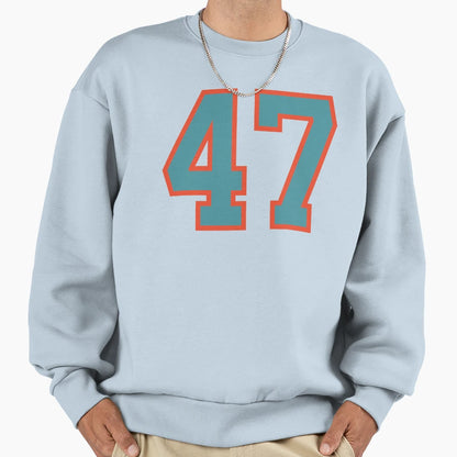 47 Number Aqua Orange Lucky Sports Sweatshirt - Custom Art Print Unisex - T-Shirt, Sweatshirt, Hoodie