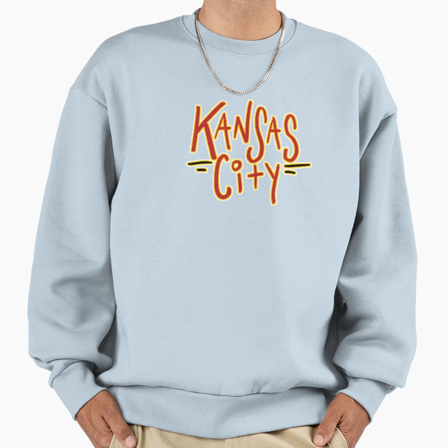Kansas City Football Text Sweatshirt - Trendy Graphic Men Women - T-Shirt, Sweatshirt, Hoodie
