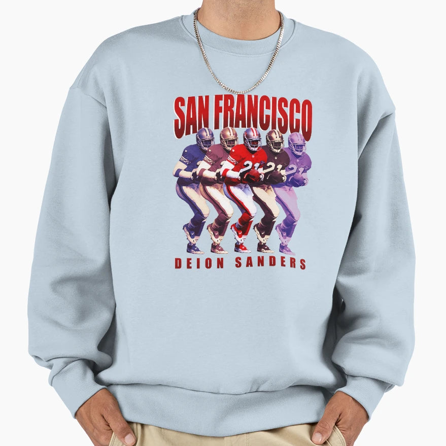 Deion Sanders Sanfrancisco 49Ers Sweatshirt - Custom Art Print for Adults - T-Shirt, Sweatshirt, Hoodie