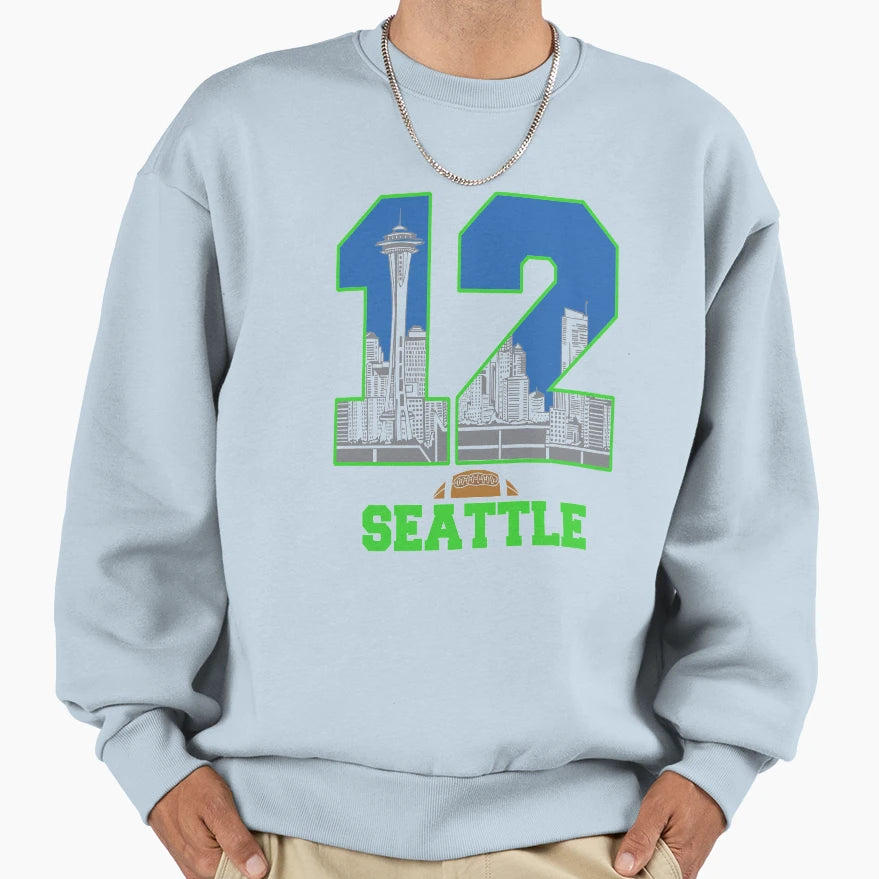 Seattle Football 12 Fans Seattle Sweatshirt - Graphic Print Men Women - T-Shirt, Sweatshirt, Hoodie