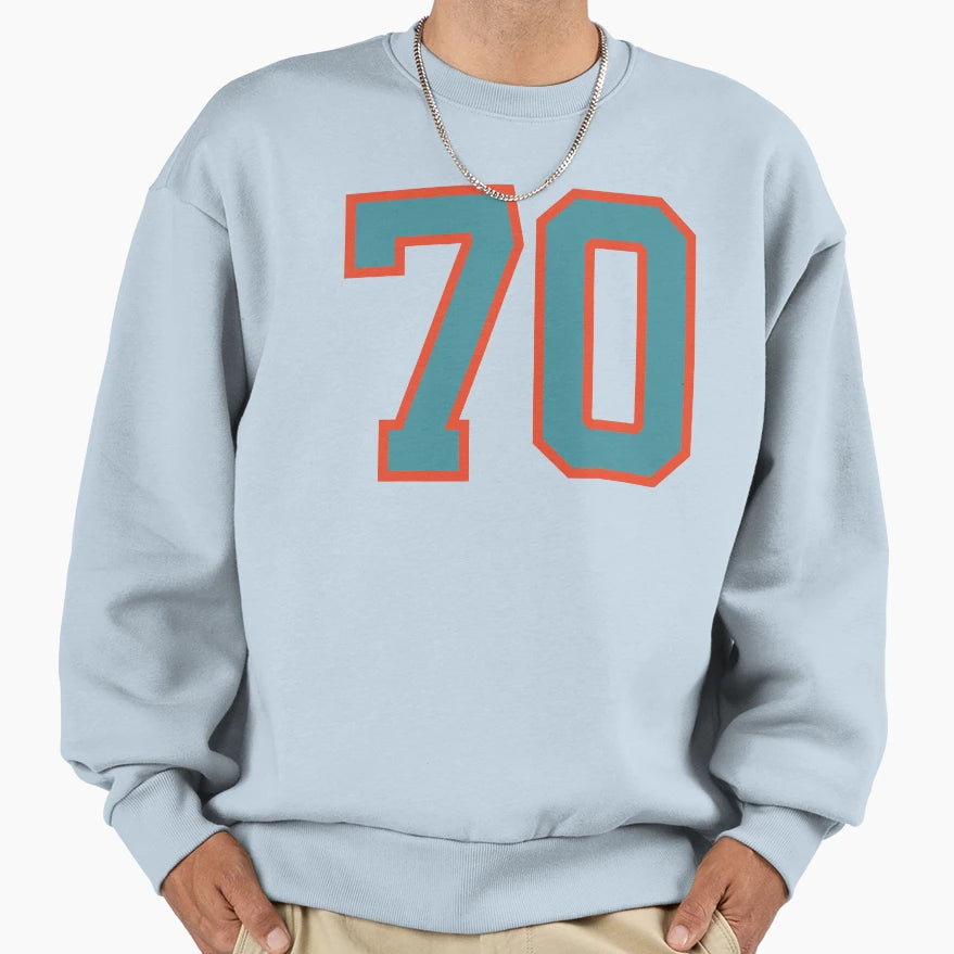 70 Number Aqua Orange Lucky Sports Sweatshirt - Trendy Graphic Men Women - T-Shirt, Sweatshirt, Hoodie